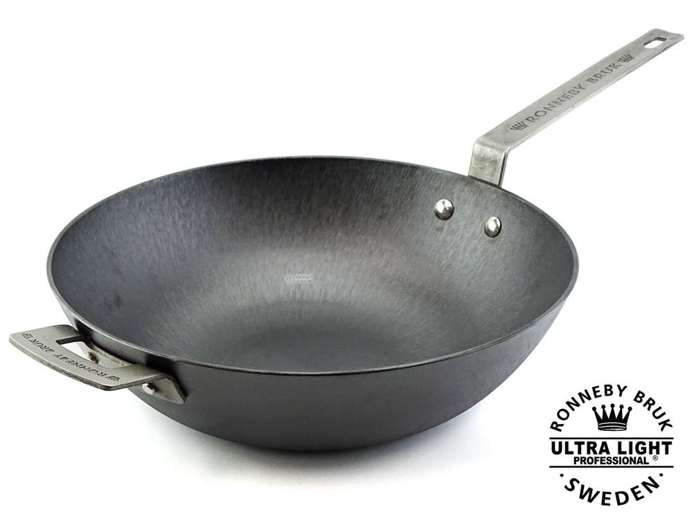 Cast Iron Stir Fry Wok Pan with Pro Forged Handle (12 3/4” diameter)